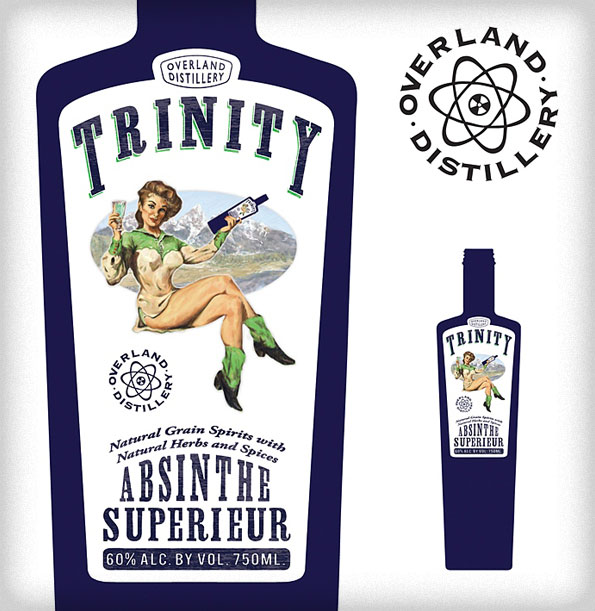 Trinity absinthe bottle and logo